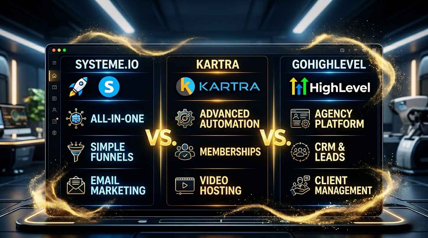 2026 Review: Systeme.io vs. Kartra vs. GoHighLevel for Digital Products